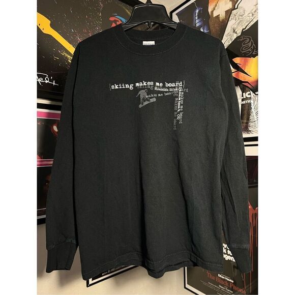 Vintage Y2K Skiing Makes Me Board L/S Tee - Picture 1 of 4